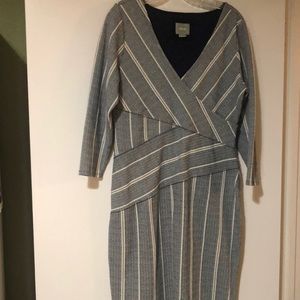 Maeve textured blue and white dress